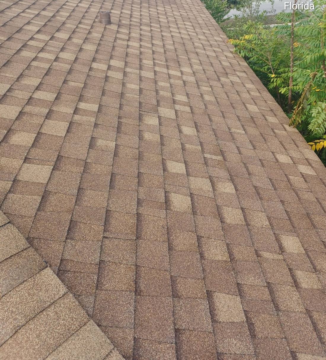 Close-up of dimensional shingle roofing